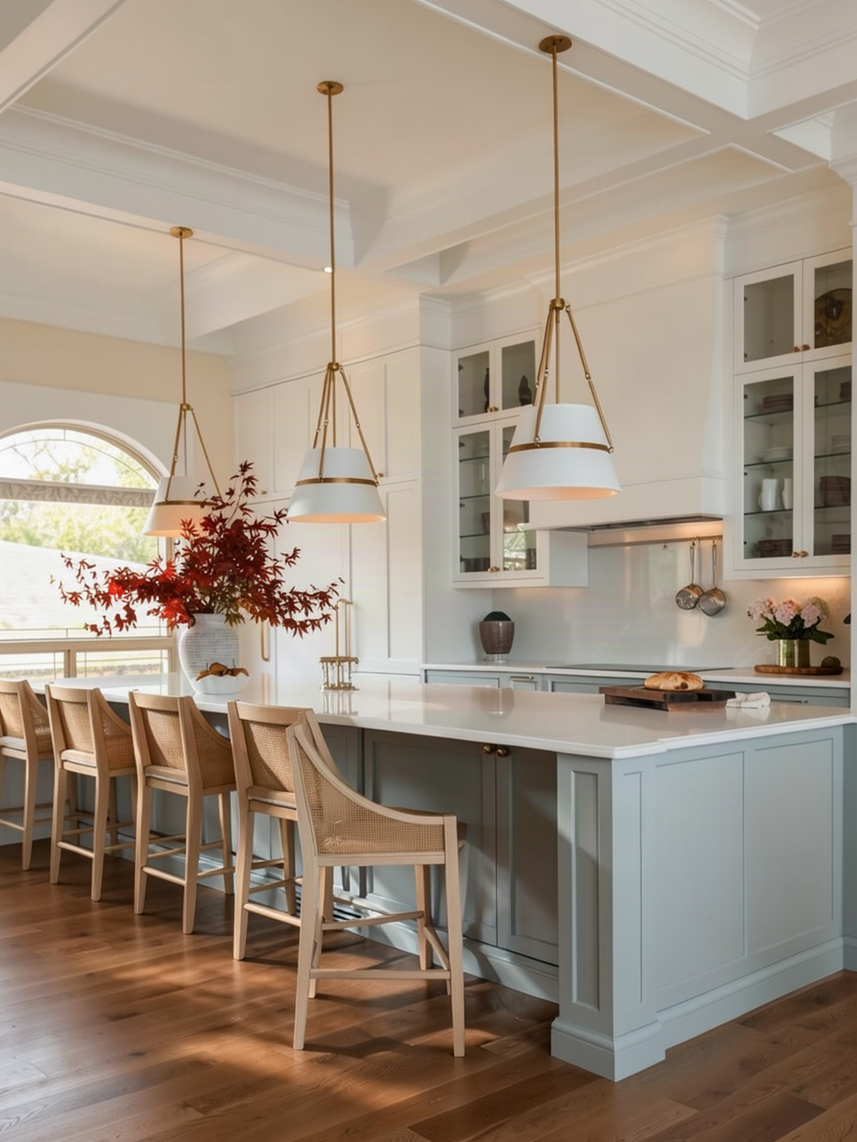 Custom kitchen cabinets and island — kitchen design by Precision Pine Studio